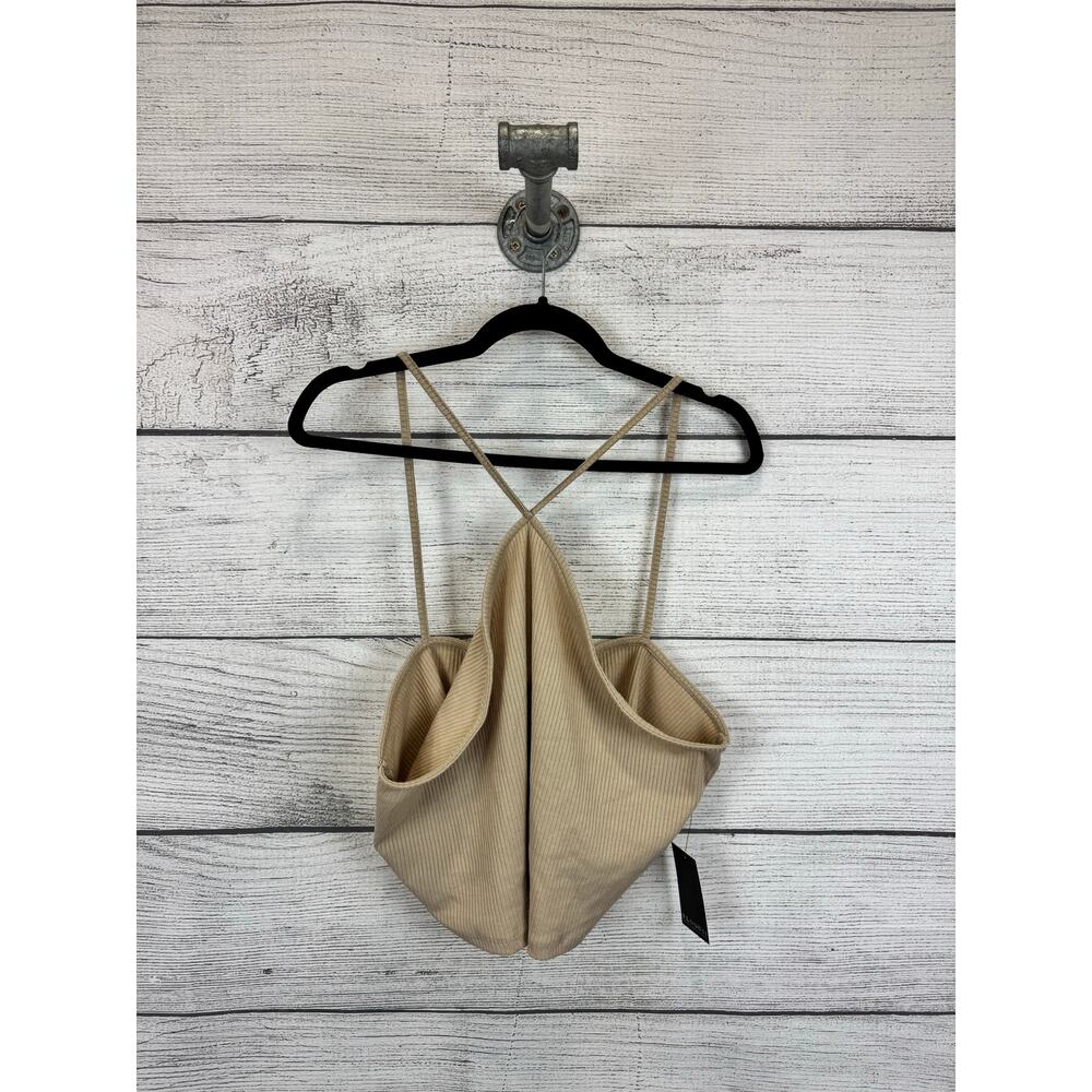 Eloquii Plus Size Tan Ribbed Halter Neck Crop Tank Size 18/20